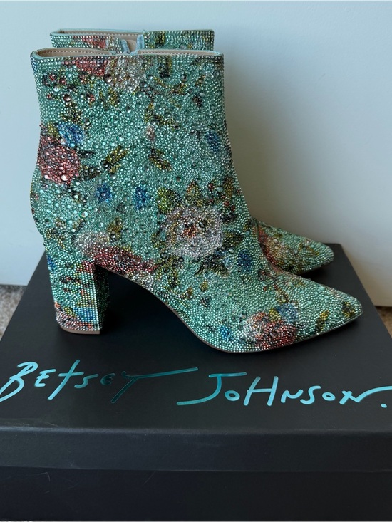 Betsey Johnson Shoes - Betsey Johnson Floral Rhinestone Ankle Boots